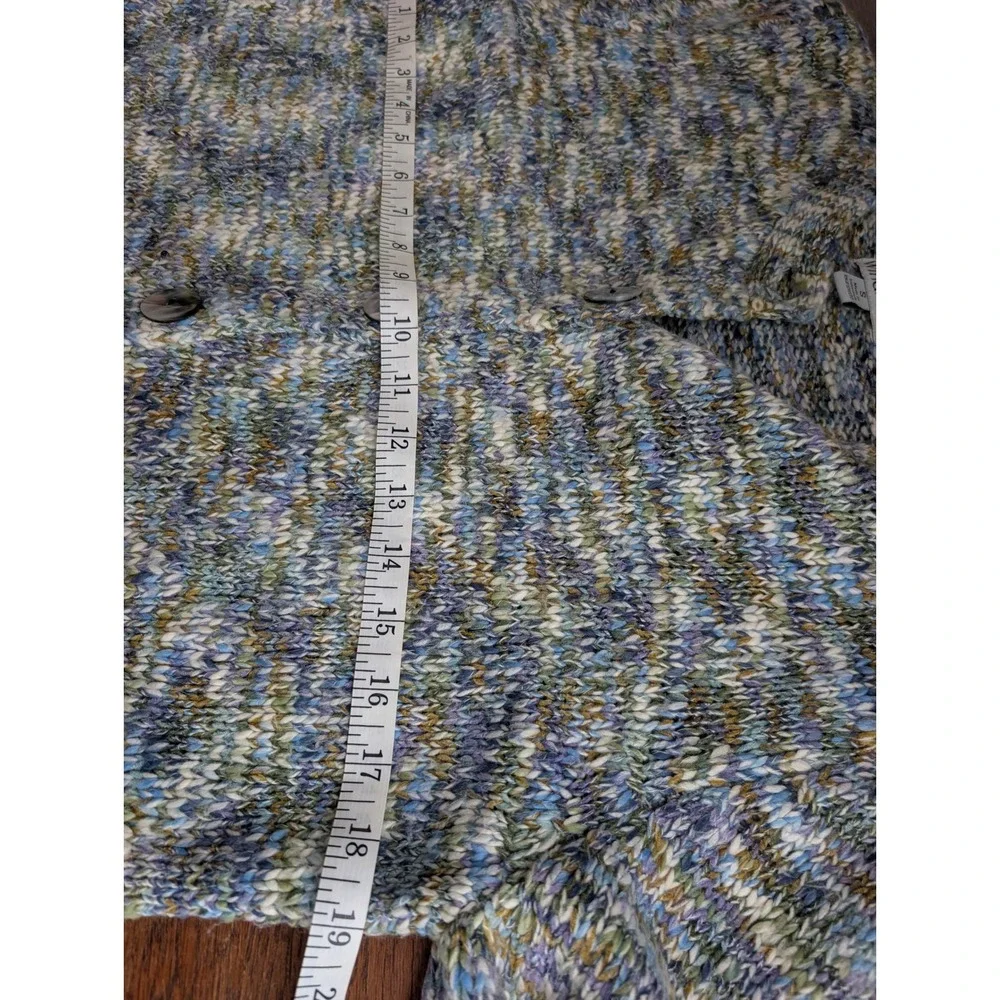 WindiRiver Cardigan Women Small Blue Green Space Dye Chunky Knit Excellent Shell